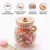 Kuber Industries Borosilicate Glass Jar with Bamboo Lid | Kitchen Organizer Items & Storage | Multi-utility, Leakproof, Airtight Storage Jar for Cookies, Snacks, Tea, Coffee, Sugar | Set of 2 (680ml)